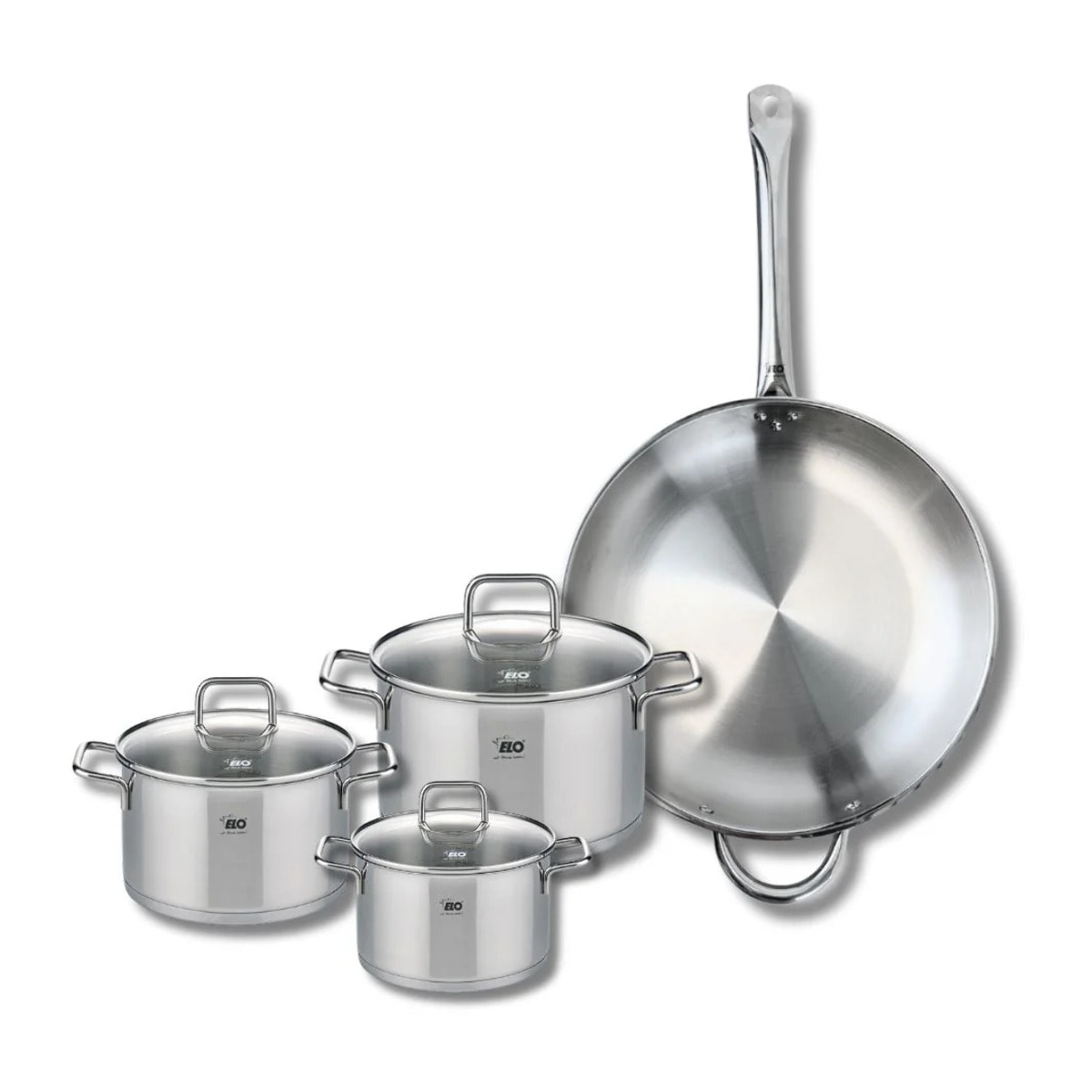 Set de 1 Poêle de cuisson 32 cm et 3 faitouts 14, 16 et 20 cm Elo Profi Citrin