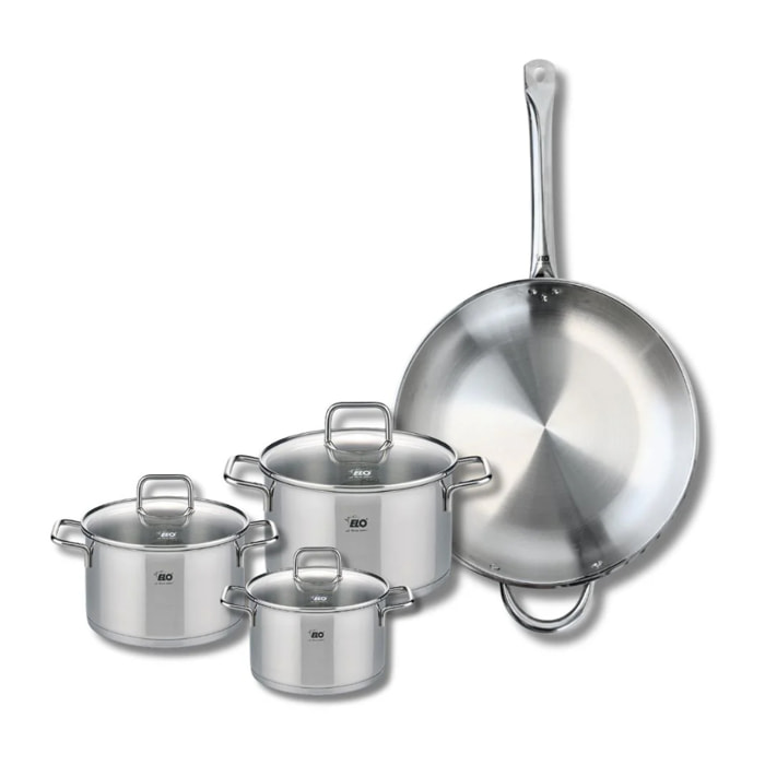 Set de 1 Poêle de cuisson 32 cm et 3 faitouts 14, 16 et 20 cm Elo Profi Citrin