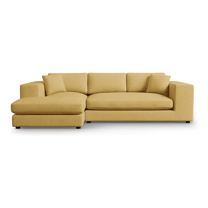 Canapé d'angle gauche "Tendance" 5 places en tissu structurel jaune