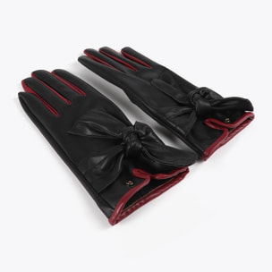 Guanti Effetto Pelle con Fiocco