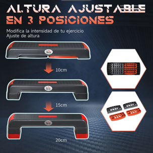 Step de Aeróbic con Altura Ajustable de 10/15/20 cm en Casa 78x28x20 cm Rojo