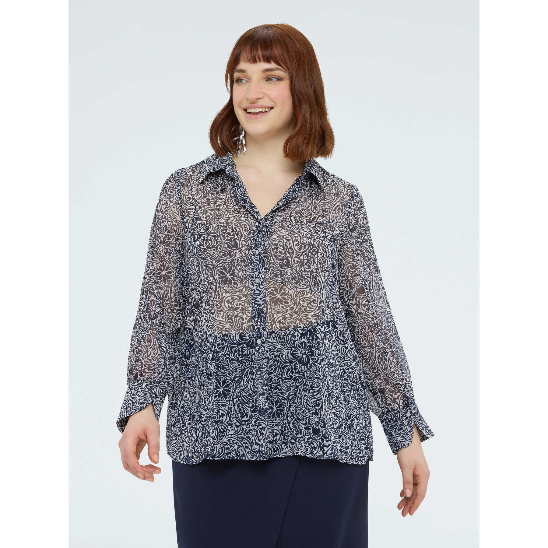 Fiorella Rubino - Camisa de crepón con estampado floral - Azul