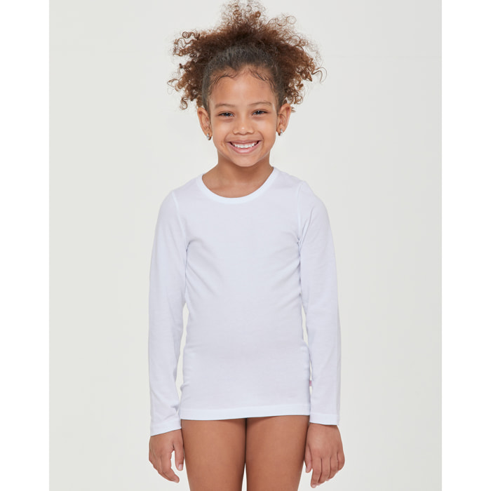 Maglia girocollo a maniche lunghe bimba in caldo cotone  organico