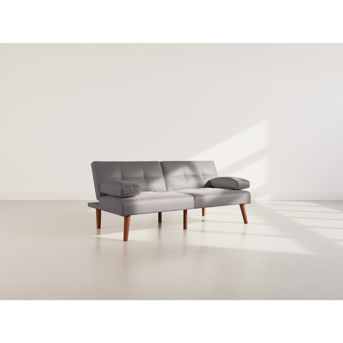 Philae - Canapé convertible clic-clac 2 places - en simili - Gris