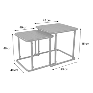 Table gigogne extérieure carrée en acier AMÉLIA