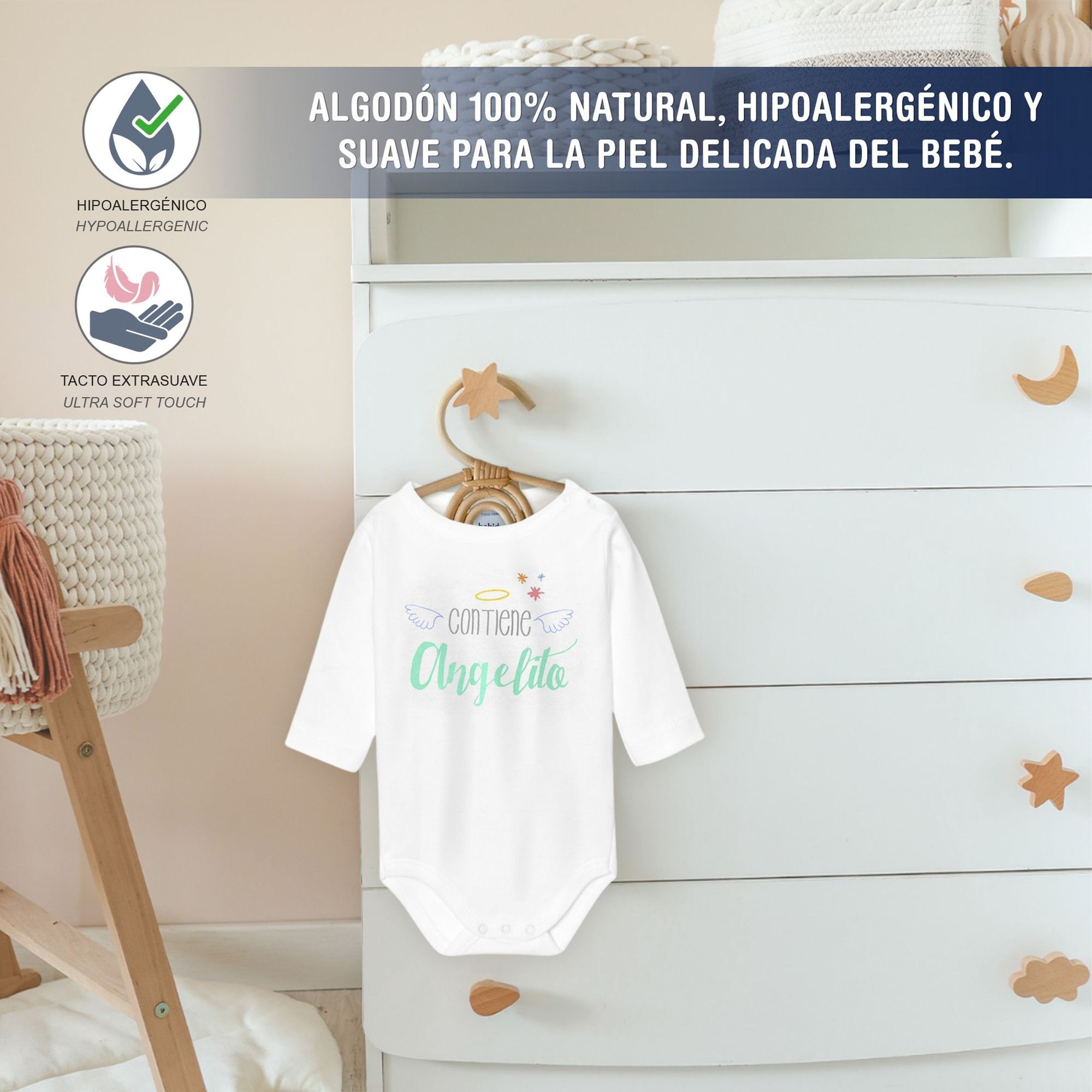 Body bebé manga larga personalizado frases