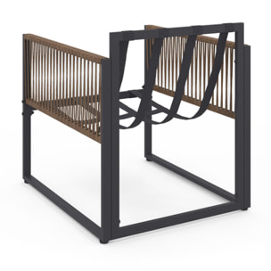 Salon de jardin Ozéa 2 places gris et cordage