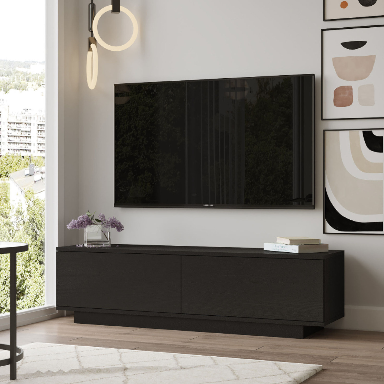 Meuble TV design noir 140cm ROMI