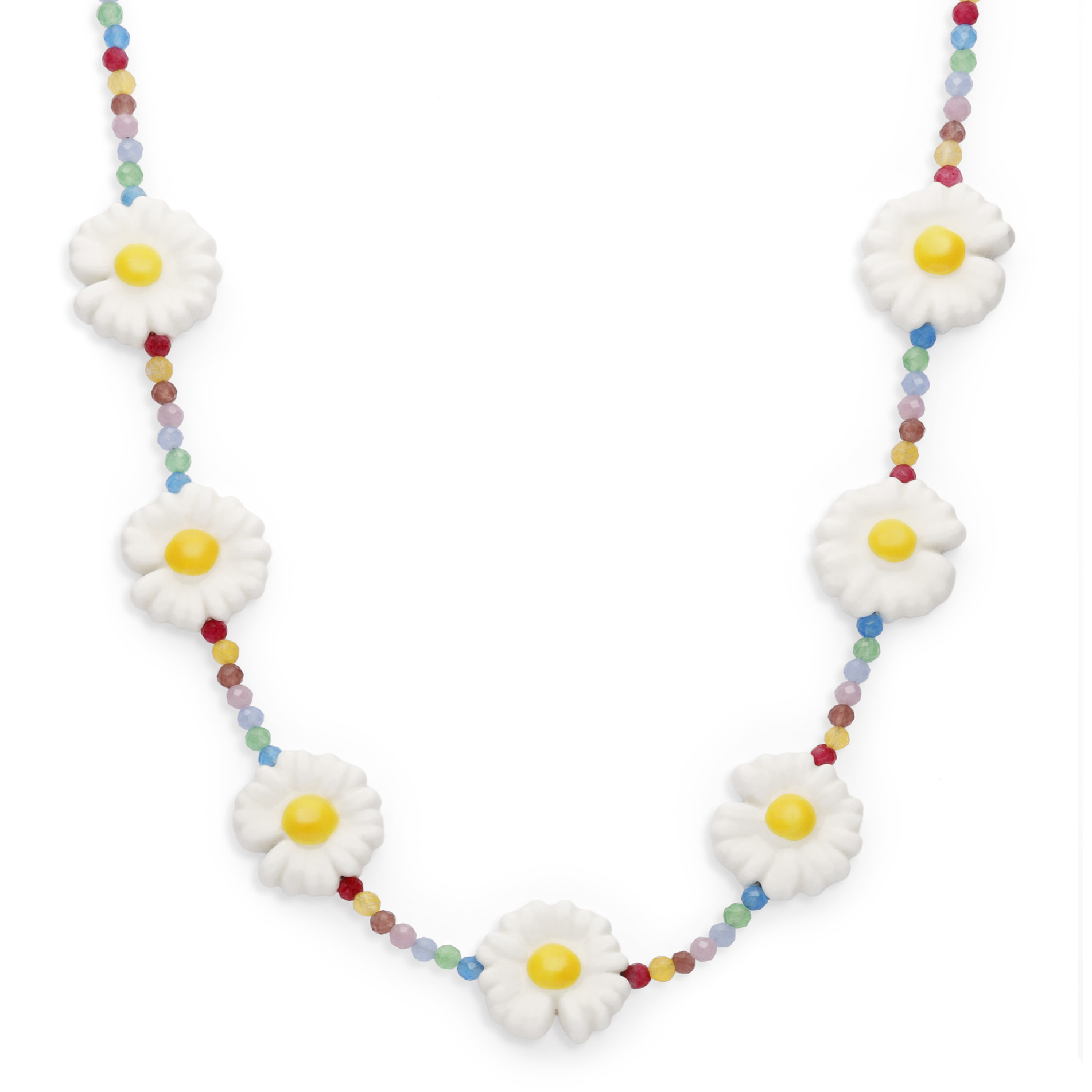 Collar Long Margarita Acero Baño Oro