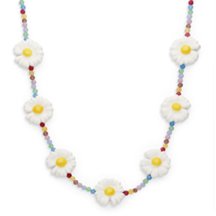 Collar Long Margarita Acero Baño Oro