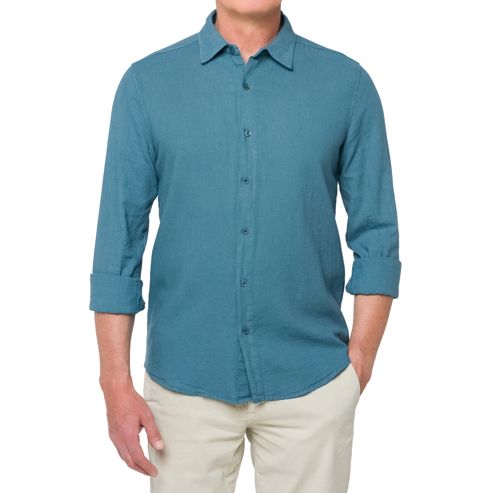 Camisa de lino Hot Buttered Saunders azul claro