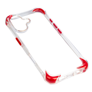 Custodia trasparente con rilievo protettivo per fotocamera, angoli rinforzati rossi, antiurto e anti-impronte Magsafe per iPhone 17.