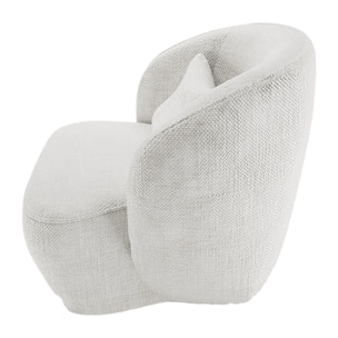 Fauteuil design tissu chenille blanc