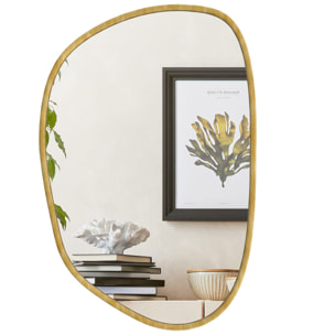 Miroir mural design organique - 90 x 60 cm - effet bois clair naturel