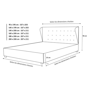 Lit coffre sommier relevable noir | Modele Naples Simili Cuir | Grande capacite de stockage