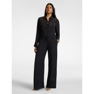 Elena Mirò - Camisa de viscosa con bordados calados - Negro