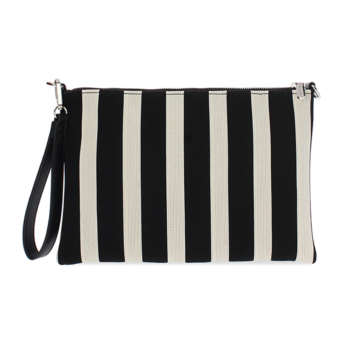 Pochette donna nera-panna in canvas