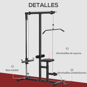 Máquina de Musculación con Polea y Asiento Regulable Fitness 107x120x190cm Negro