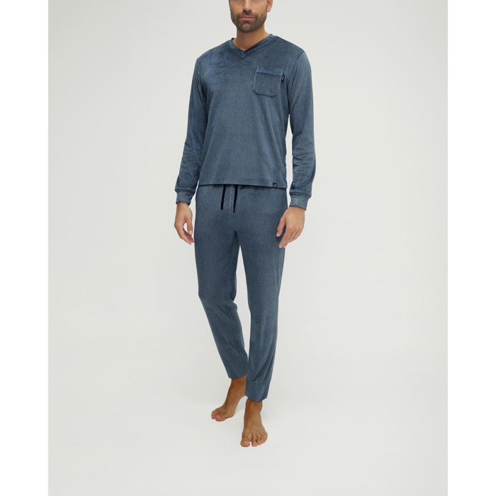 Pijama hombre cuello pico