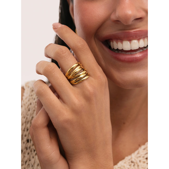 Anello Ondina Acciao Placcato Oro