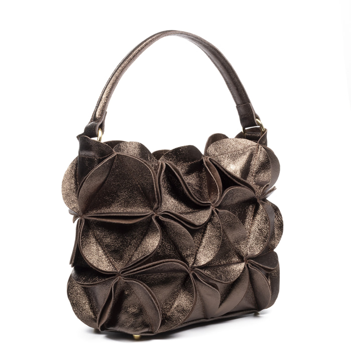 FIRENZE ARTEGIANI Borsa Tote da Donna Accadia. Vera Pelle Camoscio Laccato Made in Italy 30x12x23 Cm. Colore: rame scuro
