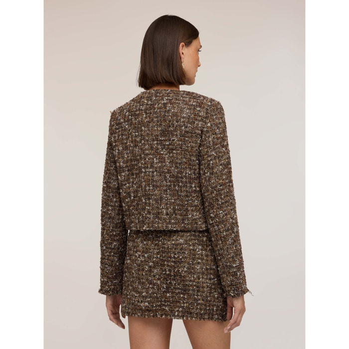 Motivi - Giacca in tweed con bottoni metallici - Marrone