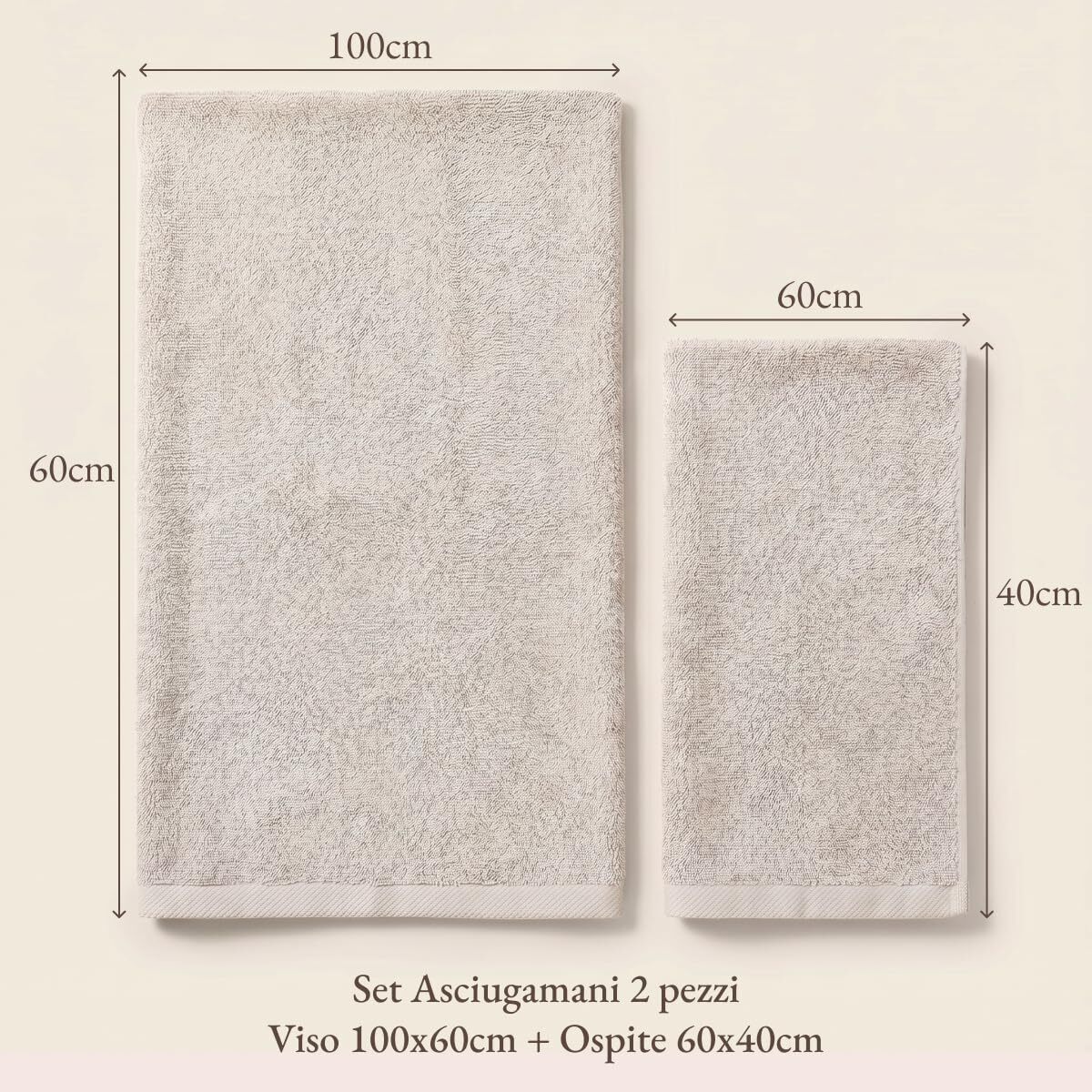 INTRECCI HOME Set Bagno Asciugamani Viso e Ospite, in Puro Cotone 500 g, Morbidezza Extra, Assorbenza Superiore