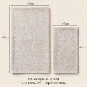 INTRECCI HOME Set Bagno Asciugamani Viso e Ospite, in Puro Cotone 500 g, Morbidezza Extra, Assorbenza Superiore