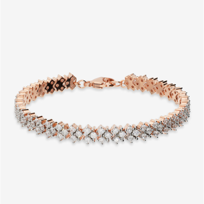 Bracciale Tennis Bicolore Doppio con Cubic Zirconia Bianche placcato Oro Rosa 18Kt