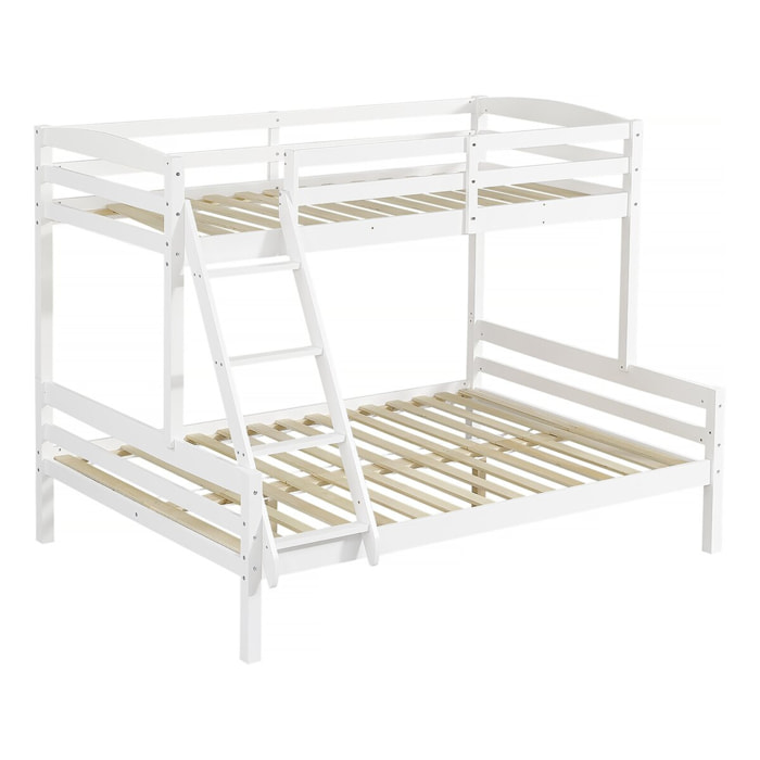 Lit Superposé en bois enfant  "Léa" - Blanc
