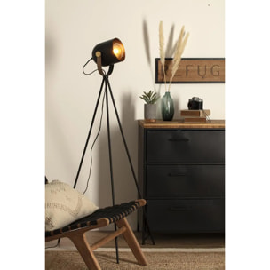 Lampadaire trépied "Bil" - métal - noir H136 cm