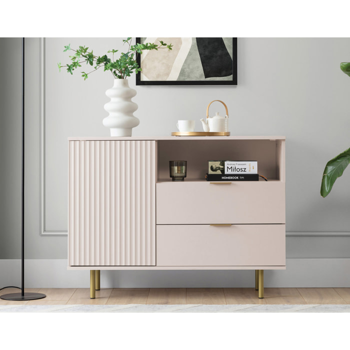 Monica - buffet - beige - 2 tiroirs, 1 porte et 1 niche - 107 cm - Beige