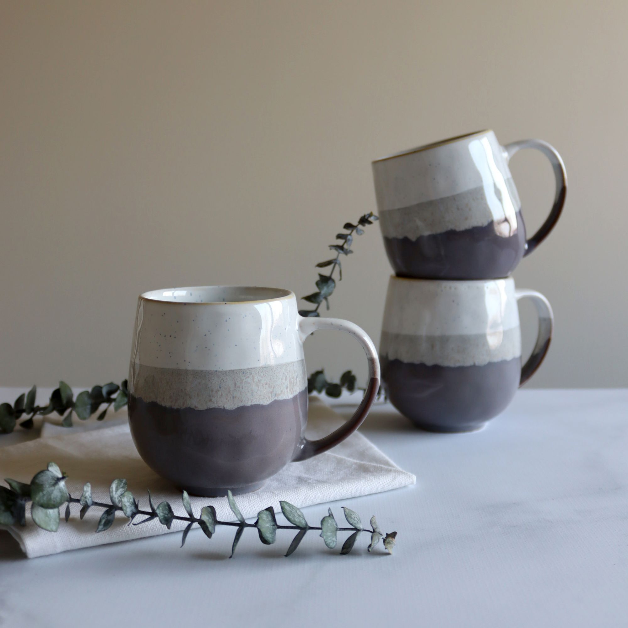 Lot de 6 mugs marron en grès 44cl RIGA