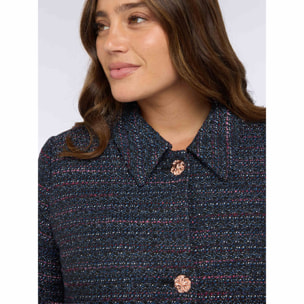 Fiorella Rubino - Cappotto effetto bouclé con bottoni decorativi - Blu