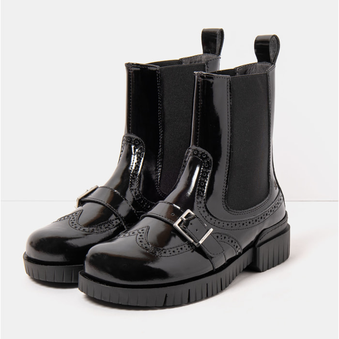 Botines 1848 NAPPA SHINNY BLACK /OXFORD color Black