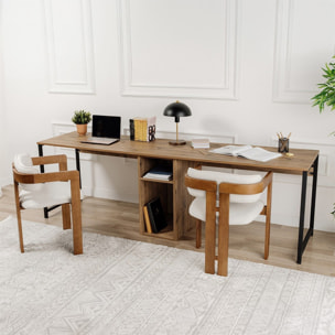 Bureau 2 places 240 cm avec rangements effet bois PONS