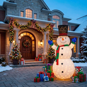Muñeco de nieve gigante led de 140x96x240 cm, 390 leds blanco frío para exterior e interior y con temporizador