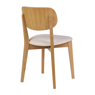 Chaises vintage en bois clair chêne et tissu effet laine bouclée blanc (lot de 2) LUCIA