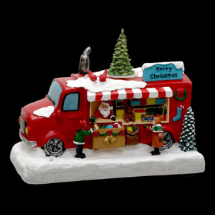 Village lumineux camion du Père Noël animé et musical 5 LED à piles