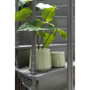 J-Line cache-pot Rond - céramique - vert - small - 2 pièces - Ø 17 cm