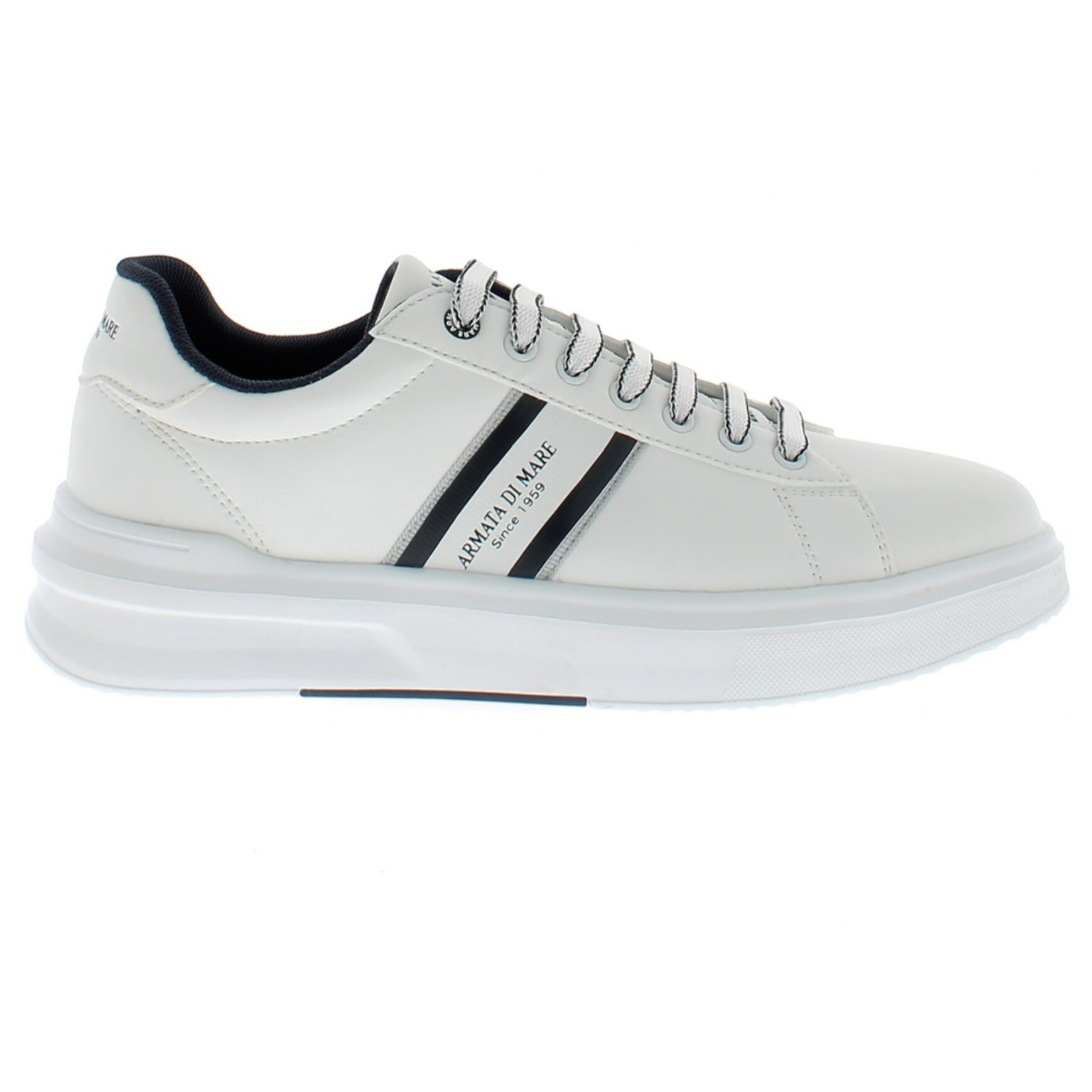 Armata di Mare Scarpe Uomo Court Sneakers Stringate con Soletta Rimovibile in Memory Foam AMU S25D738 Off White Navy