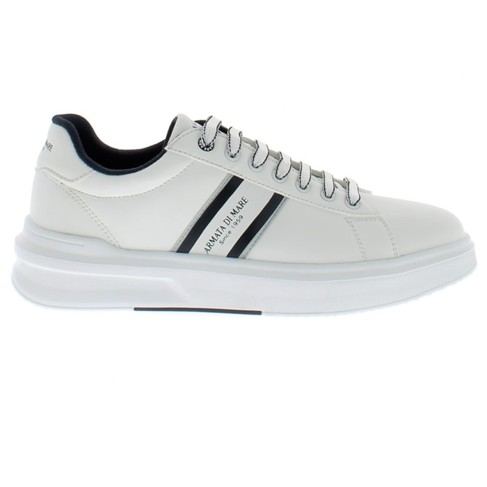 Armata di Mare Scarpe Uomo Court Sneakers Stringate con Soletta Rimovibile in Memory Foam AMU S25D738 Off White Navy