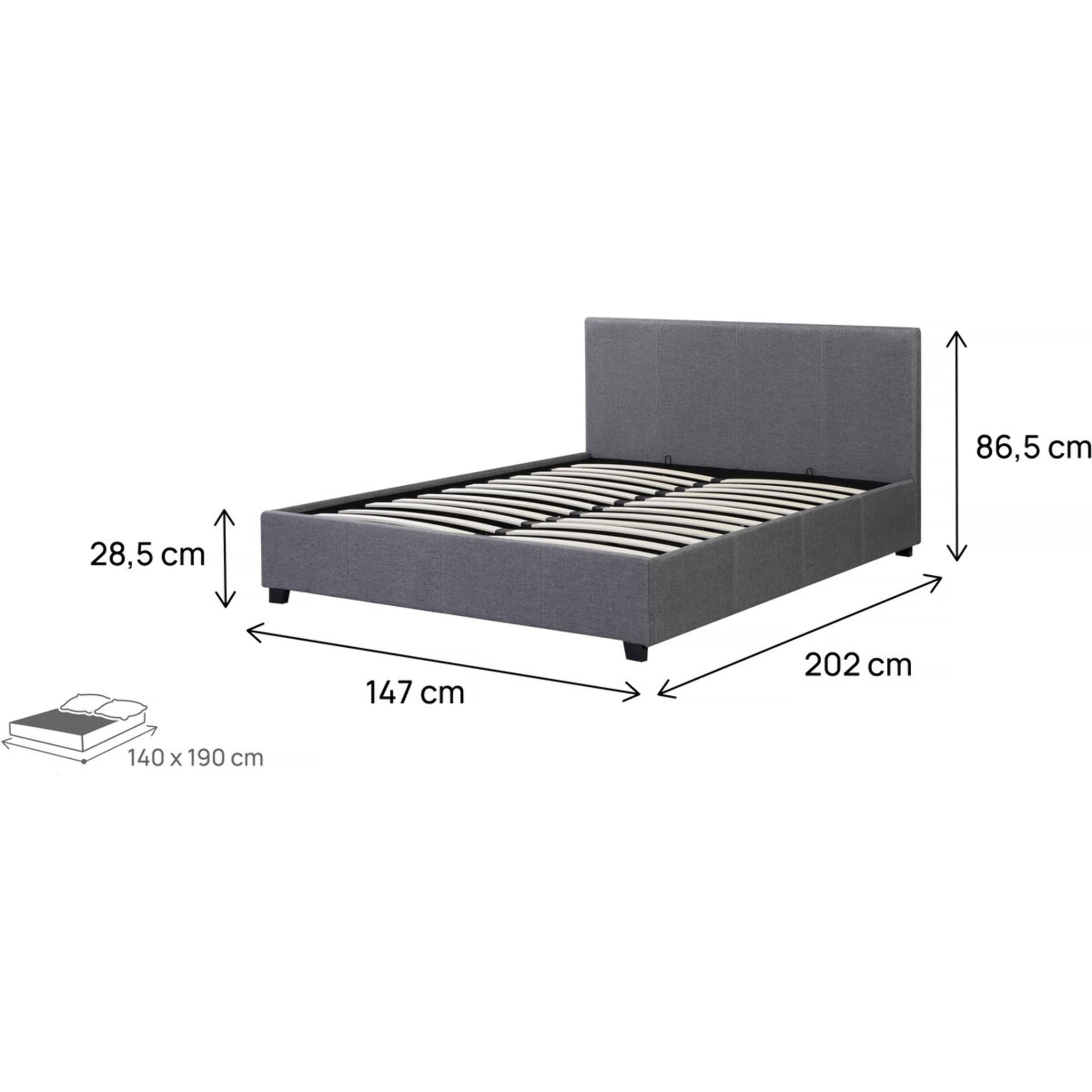 Lit double avec coffre "Carla" - 140 x 190 - Gris