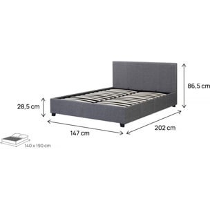 Lit double avec coffre "Carla" - 140 x 190 - Gris