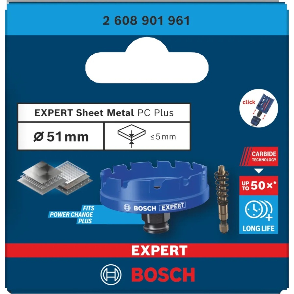 Scie trépan expert carbure précis métal D.51mm - BOSCH - 2608901961