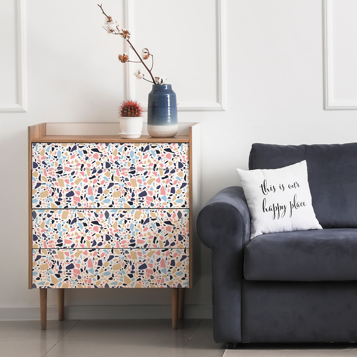 Sticker terrazzo pour meuble panama 40 x 60 cm