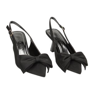 Décolleté slingback nere, tacco 8 cm