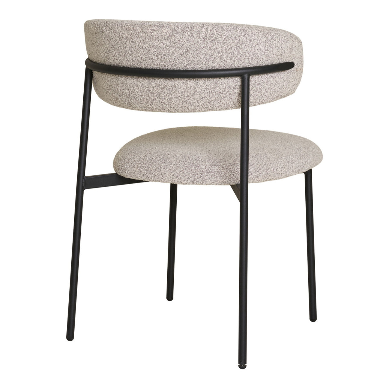 Set 2 sedie da pranzo Mira in Bouclé Sabbia con Gambe Nere