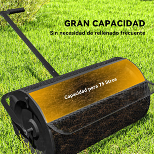 Esparcidor de Compost 300L 70x40x112 cm Esparcidor de Abono para Césped con Asa Ajustable Cesto de Malla Metálica para Cuidado de Césped Jardín Negro