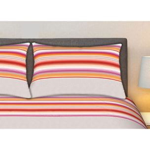 Completo Lenzuola 100% Cotone Effetto Seta Striped Grigio CN